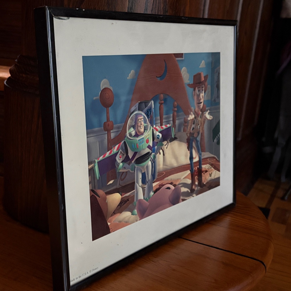 Black Framed Toy Story Buzz Lightyear and Woody Art Print